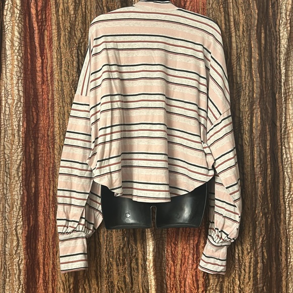 NWOT Free People mock neck striped sweater/top - Picture 4 of 6